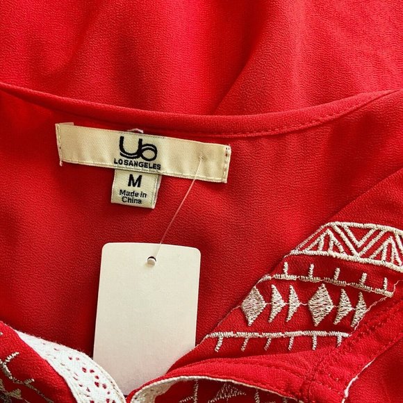 3 Shirts Silk sz Med Everly Embroidered UO Heart Soul Tops Blouses Tunic Floral - Picture 10 of 12